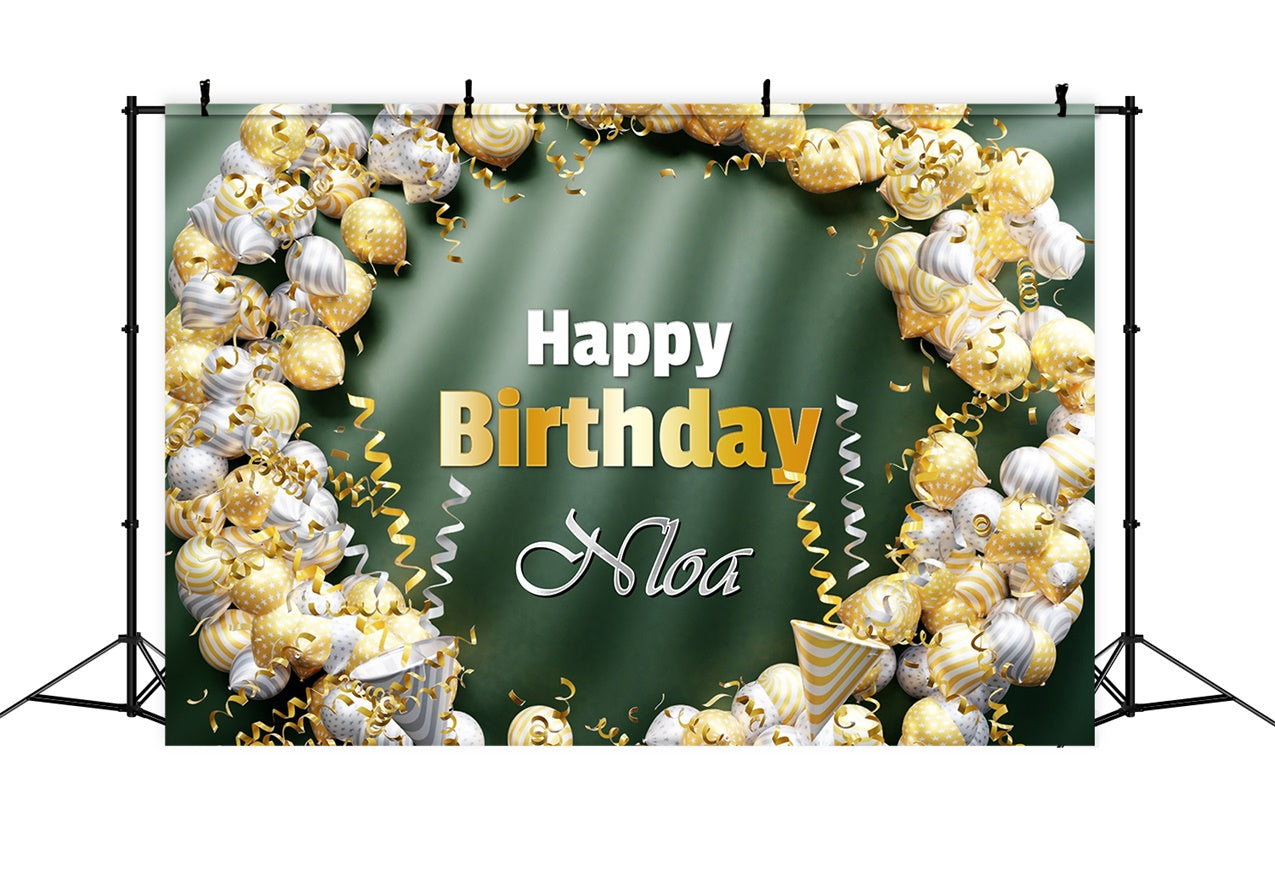 Customized Birthday Backdrop Gold Elegant Balloon Garland Backdrop UK RR1-62