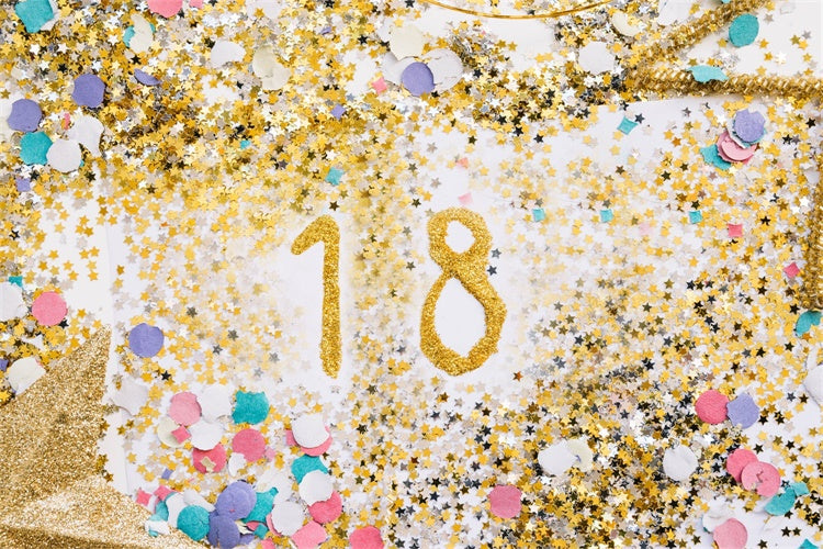 Personalized Birthday Backdrop Gold Confetti Glamorous 18th Backdrop UK RR1-63