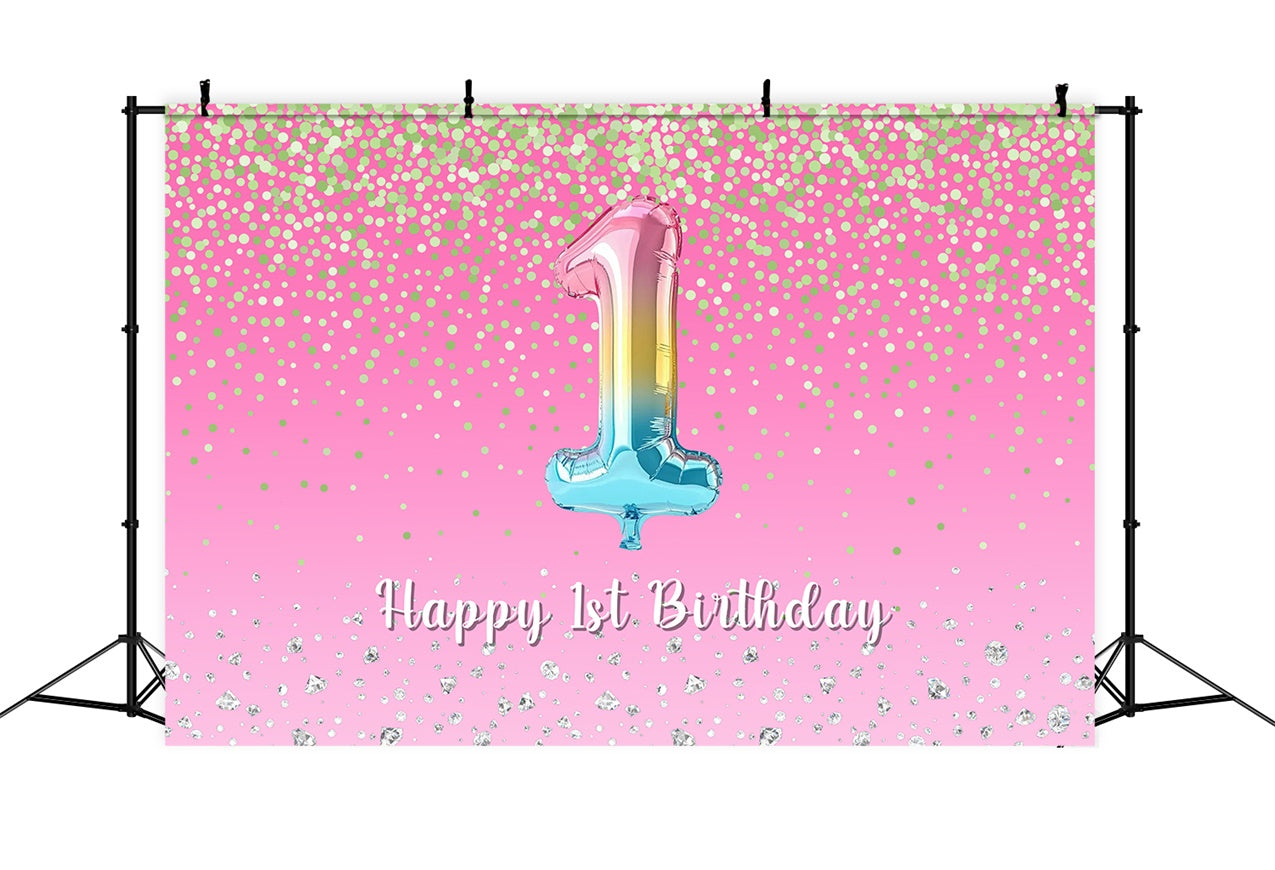 Custom 1st Birthday Backdrop Pink Diamond Glitter Backdrop UK RR1-64