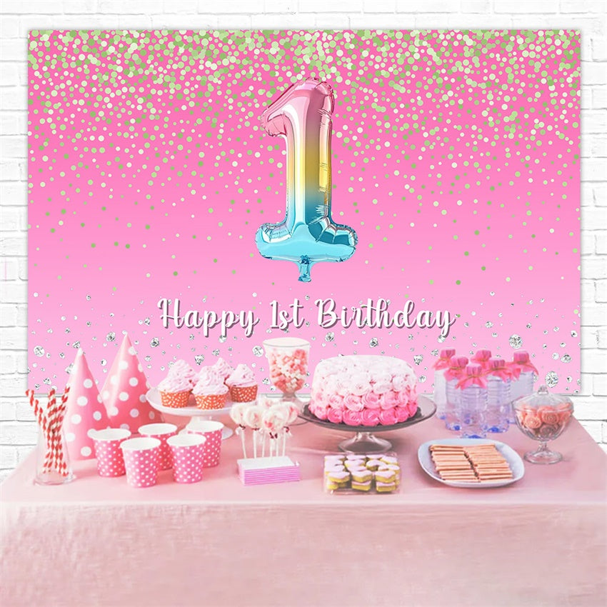 Custom 1st Birthday Backdrop Pink Diamond Glitter Backdrop UK RR1-64