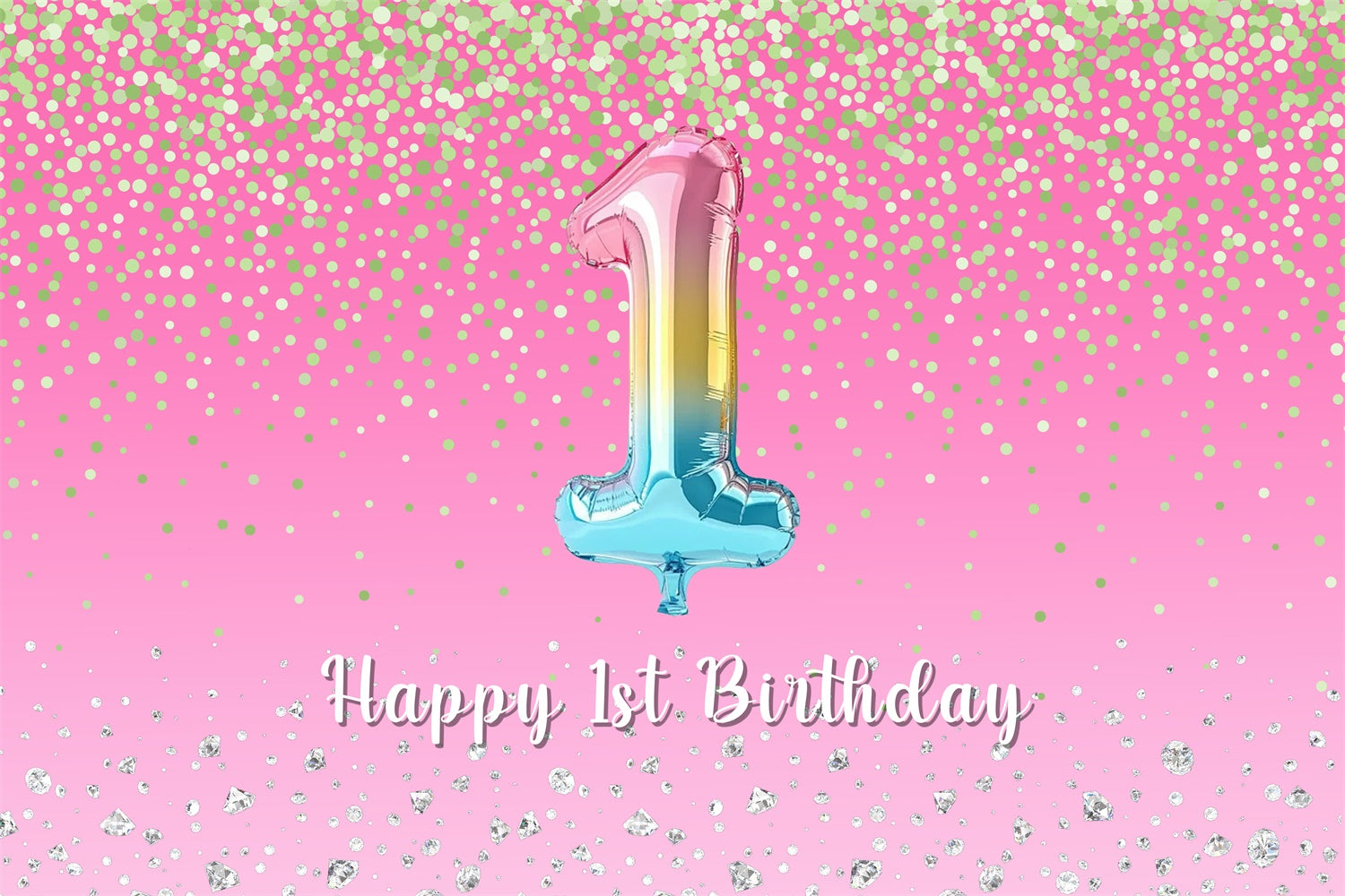 Custom 1st Birthday Backdrop Pink Diamond Glitter Backdrop UK RR1-64