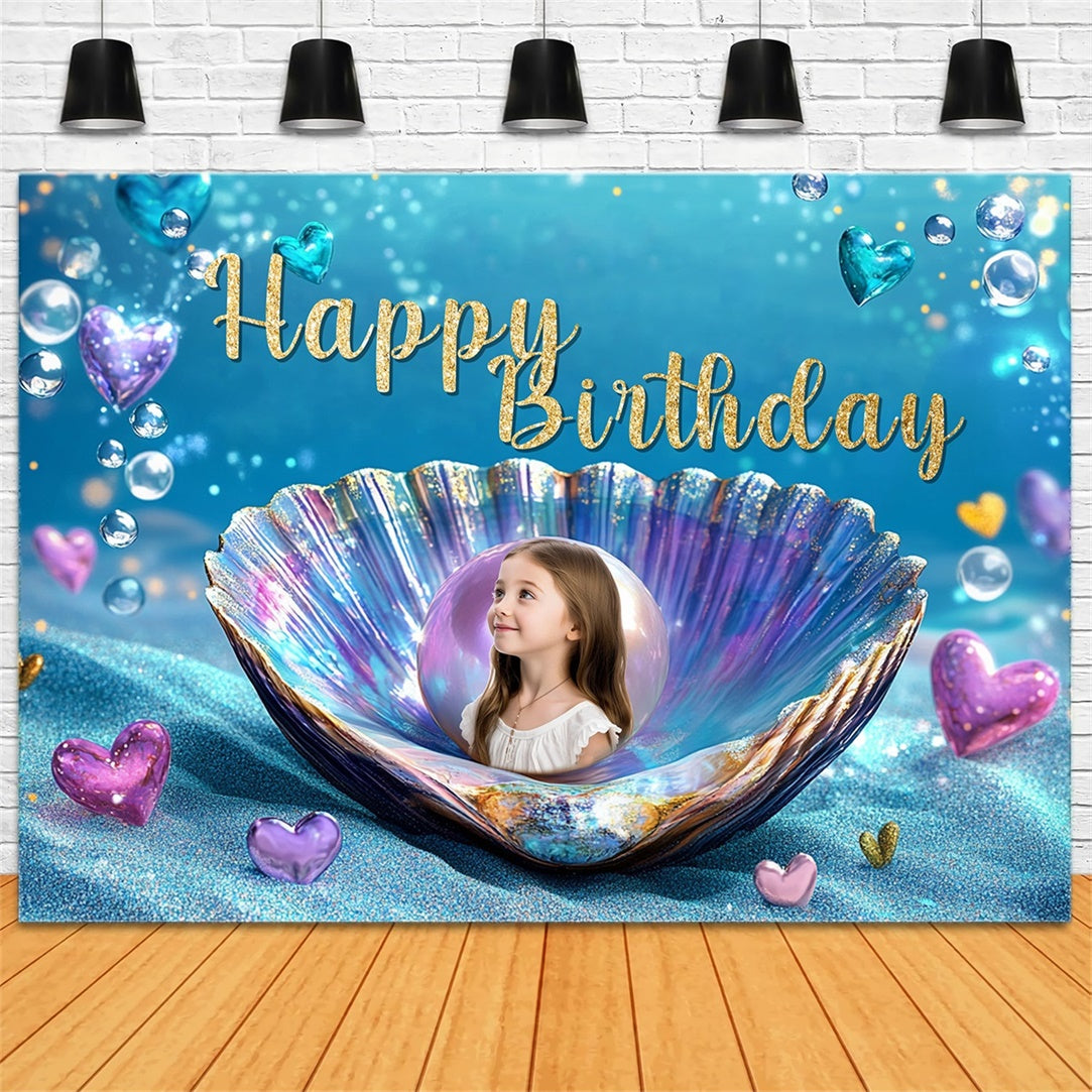 Custom Birthday Backdrop Dreamy Mermaid Pearl Birthday Backdrop UK RR1-66