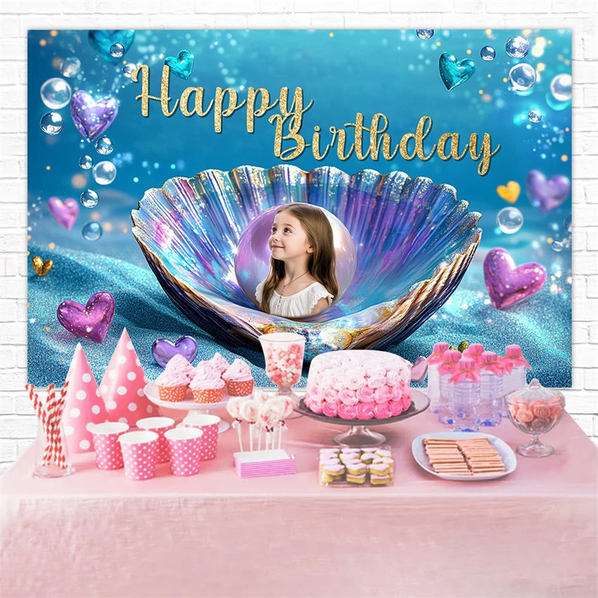 Custom Birthday Backdrop Dreamy Mermaid Pearl Birthday Backdrop UK RR1-66