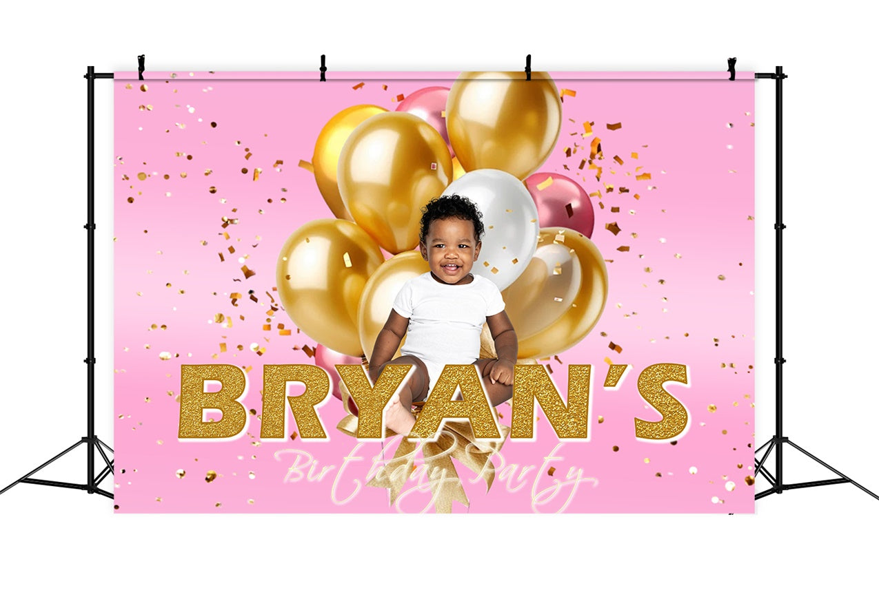 Birthday Backdrop Personalized Glamorous Golden Balloon Backdrop UK RR1-67