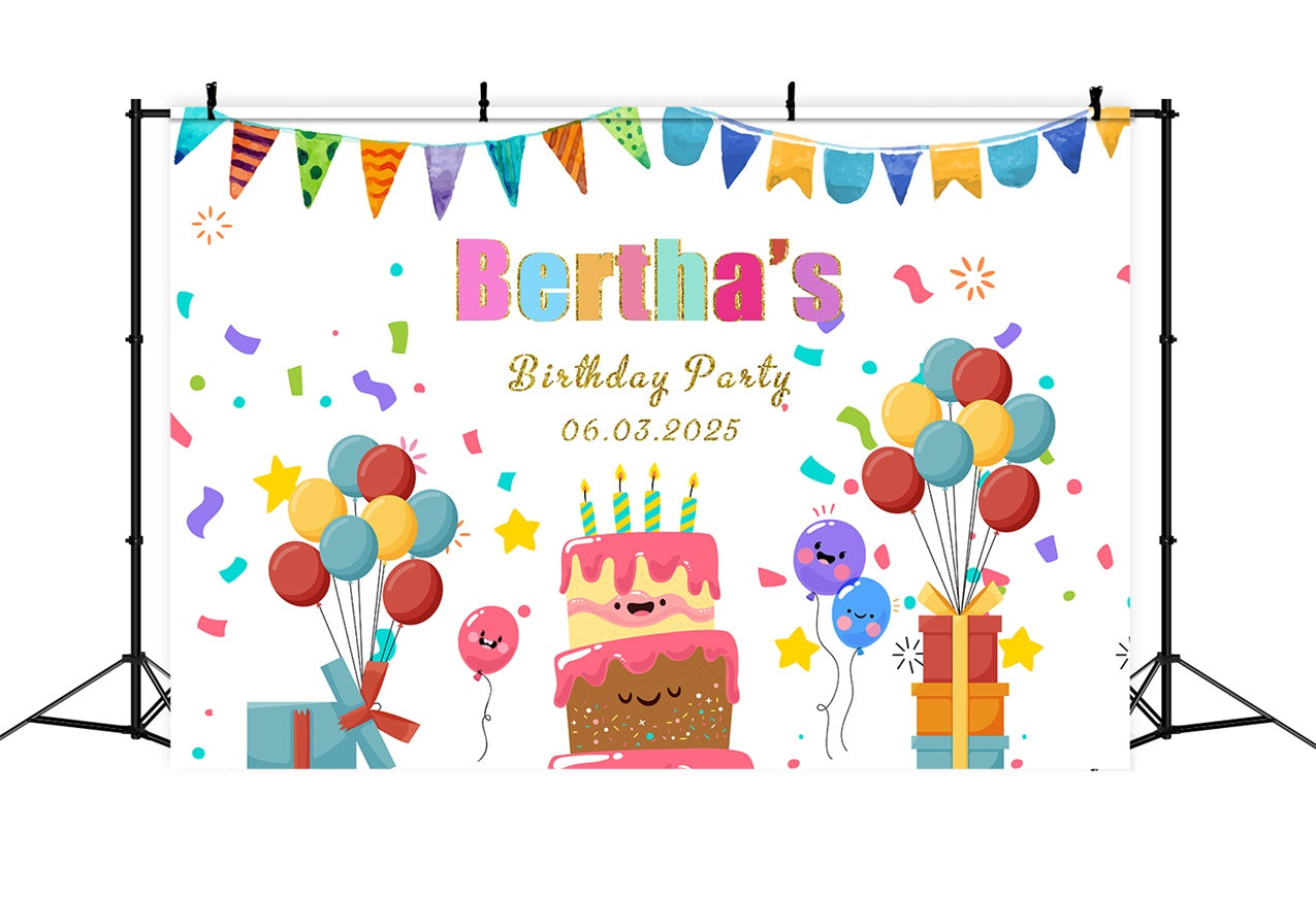 Personalized Backdrops For Birthday Playful Confetti Balloon Backdrop UK RR1-69