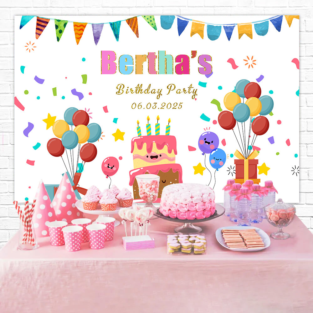 Personalized Backdrops For Birthday Playful Confetti Balloon Backdrop UK RR1-69