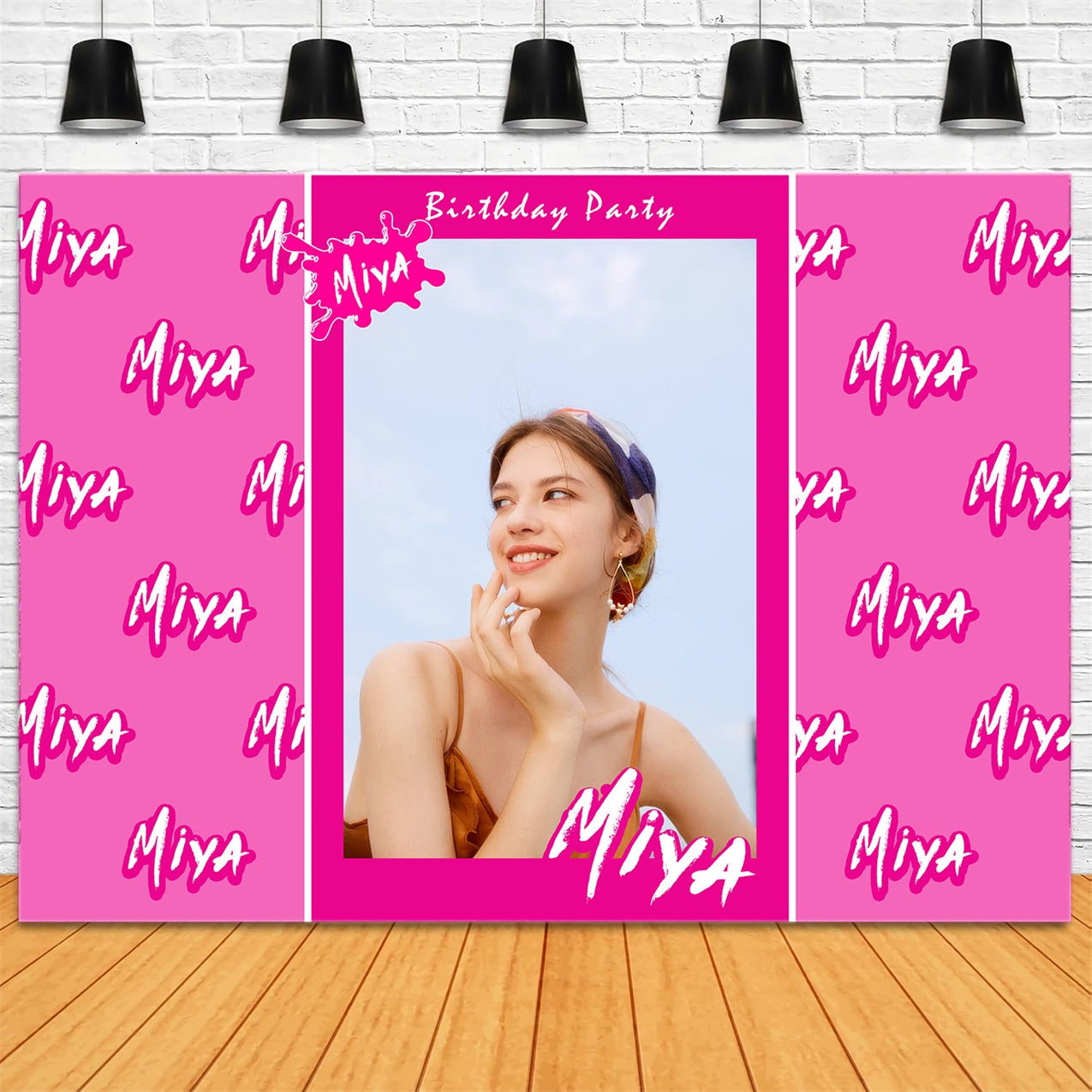 Happy Birthday Backdrop Minimalist Pink Personalized Backdrop UK RR1-7