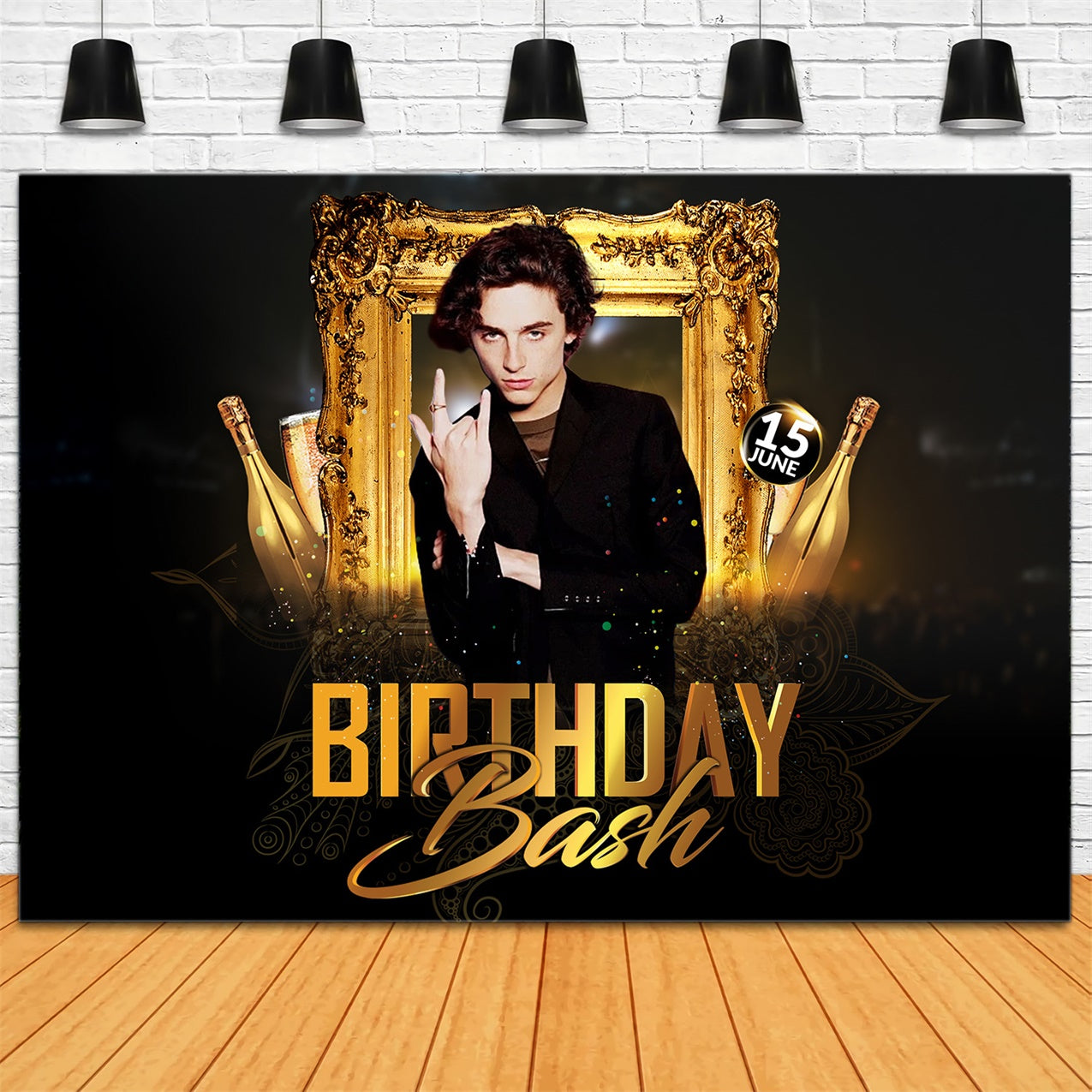 Personalized Birthday Backdrops Vintage Luxury Golden Backdrop UK RR1-72