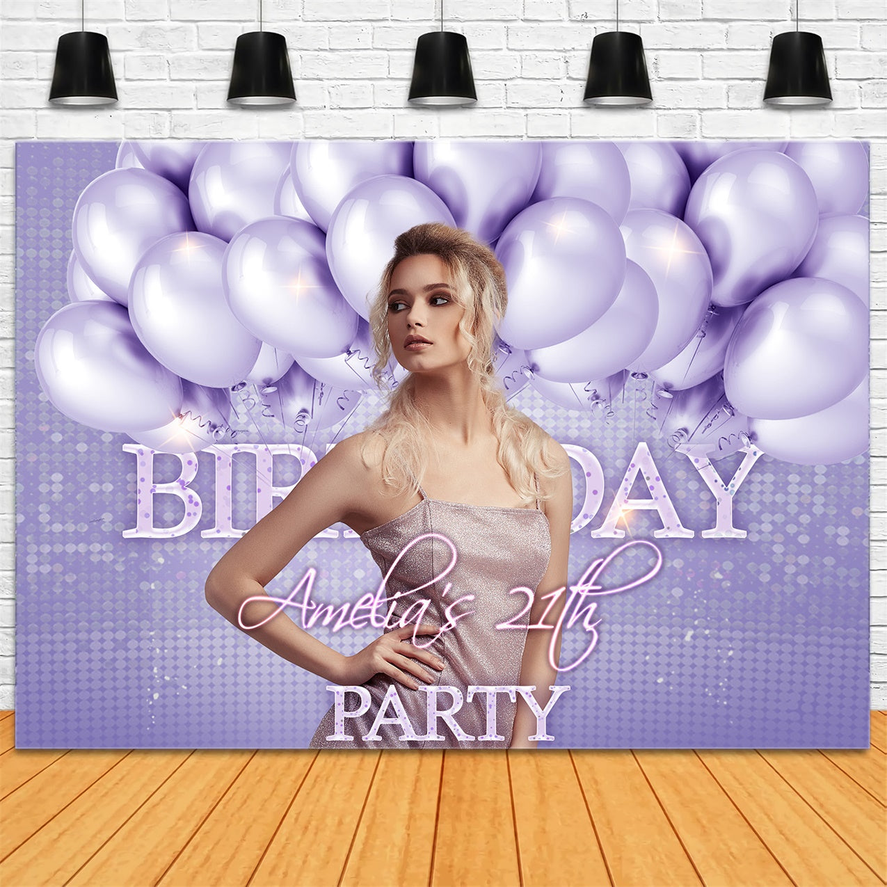 Personalized 21st Birthday Backdrop Sparkling Purple Balloon Backdrop UK RR1-77