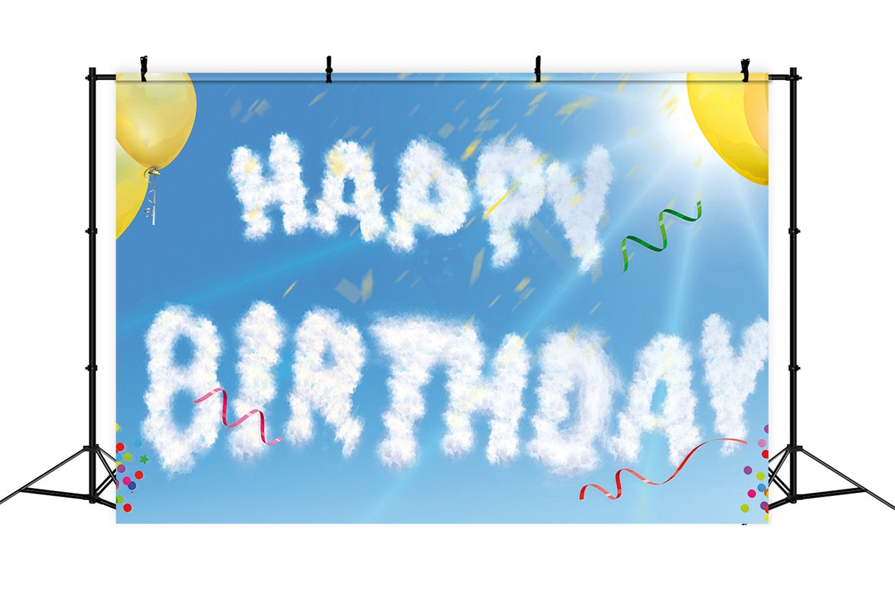 Custom Birthday Backdrops Sky Blue Balloon Backdrop UK RR1-87