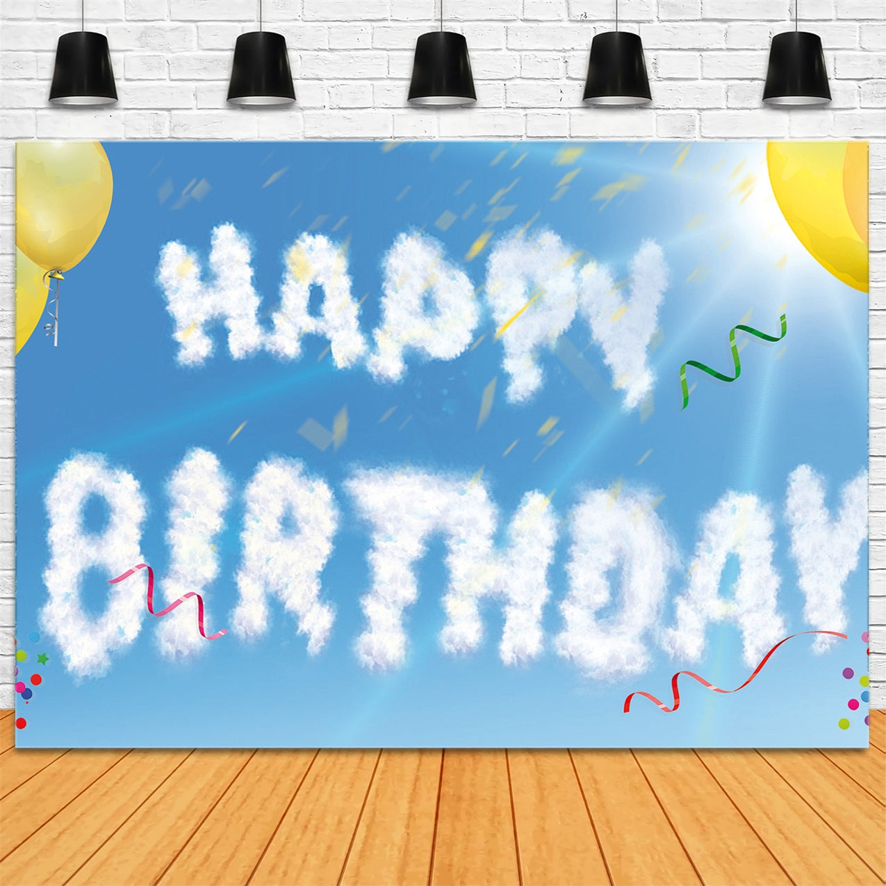 Custom Birthday Backdrops Sky Blue Balloon Backdrop UK RR1-87