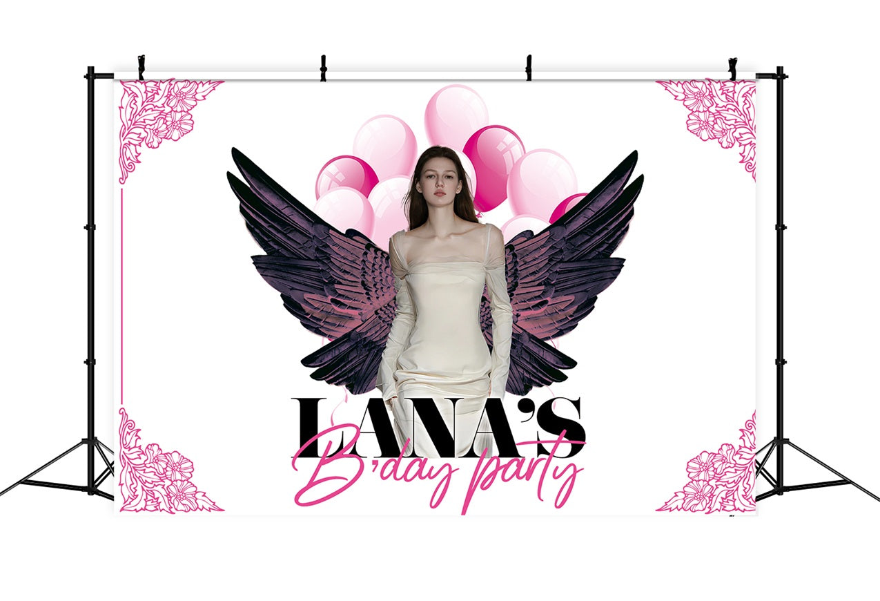 Personalized Birthday Backdrop Balloon Winged Party Backdrop UK RR1-89