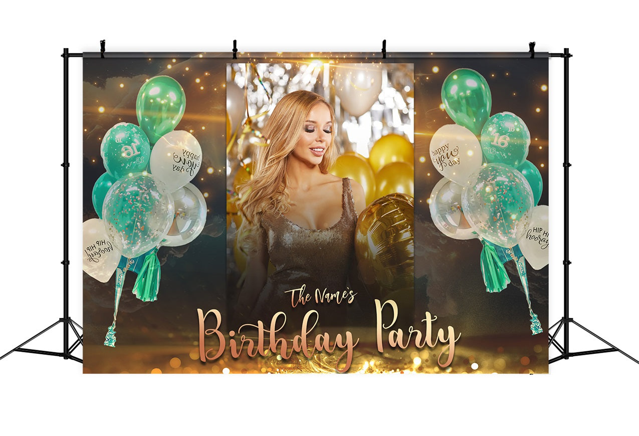 Custom Birthday Backdrop Sparkling Balloons Lights Party Backdrop UK RR1-90