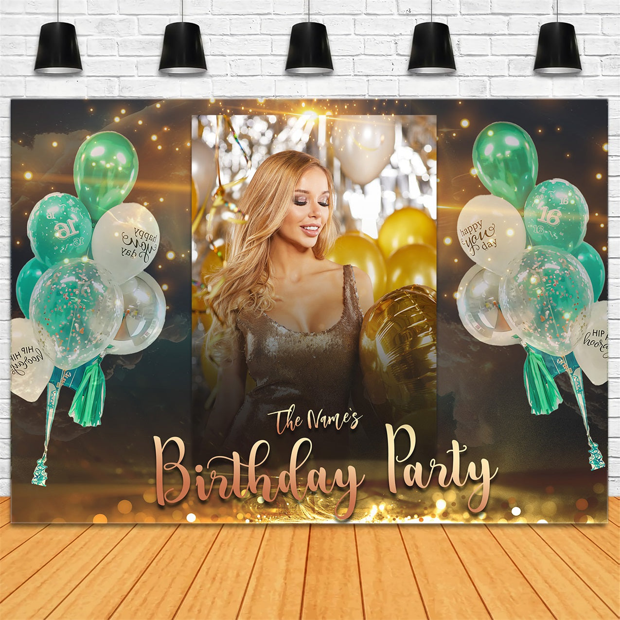 Custom Birthday Backdrop Sparkling Balloons Lights Party Backdrop UK RR1-90