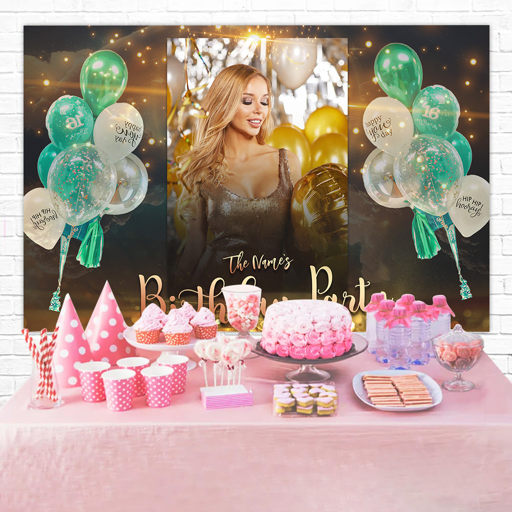 Custom Birthday Backdrop Sparkling Balloons Lights Party Backdrop UK RR1-90