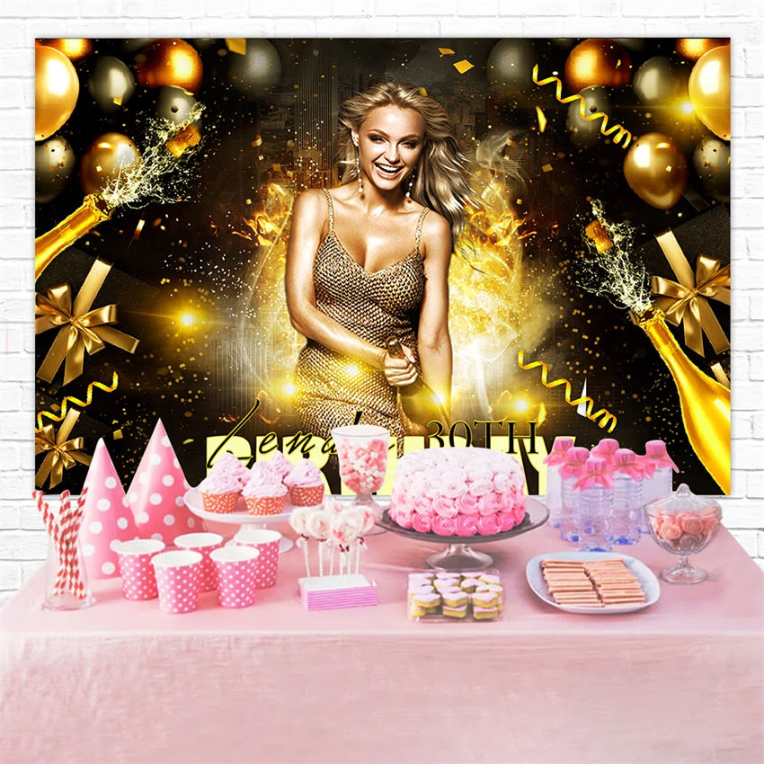 Custom Made Birthday Backdrops Sparkling Balloon Champagne Backdrop UK RR1-94