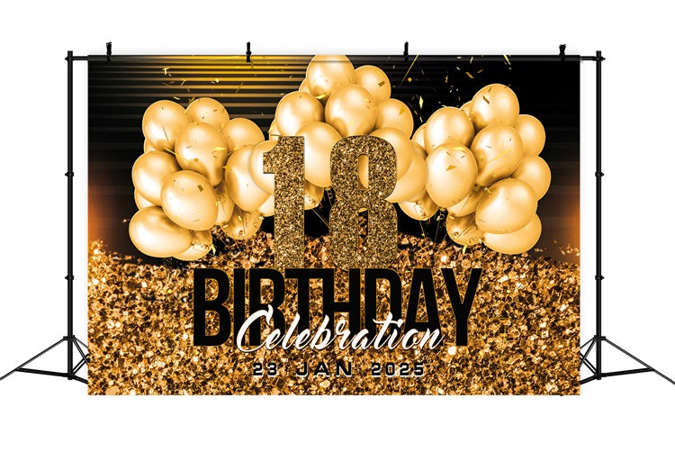 Custom Happy Birthday Backdrop Golden Balloon Party Backdrop UK RR1-97