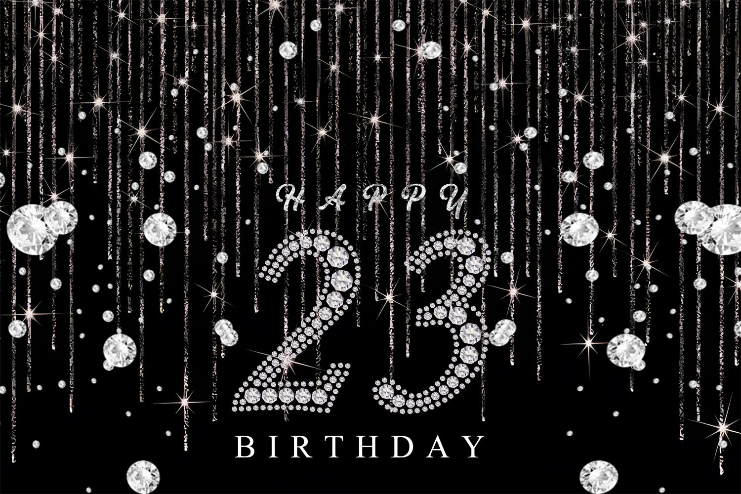 23rd Birthday Backdrops Custom Glam Night Diamond Shine Backdrop UK RR12-10