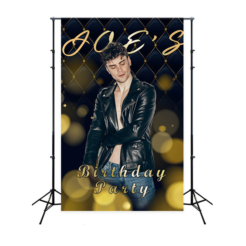 Personalized Birthday Backdrops Sophisticated Black Gold Backdrop UK RR12-105