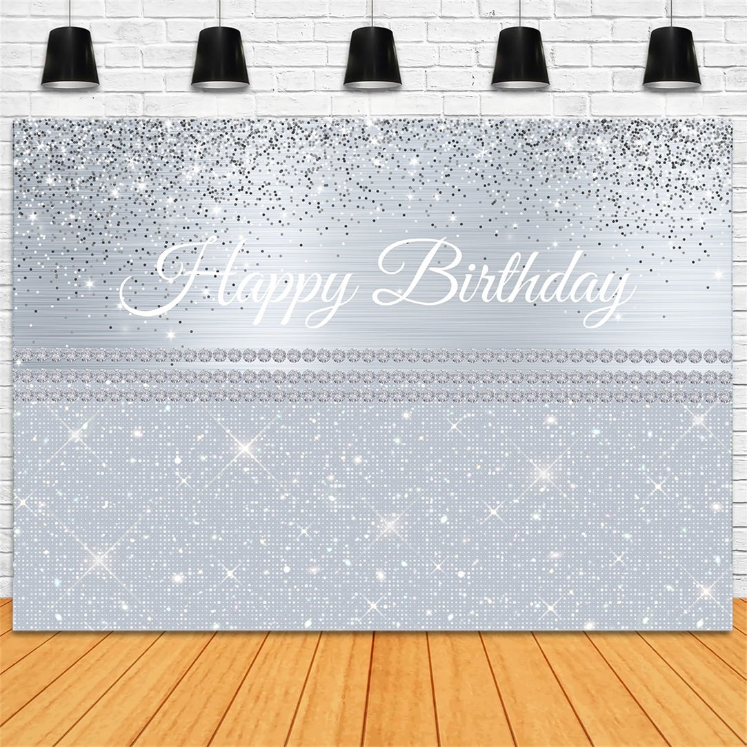 Personalized Birthday Backdrops Silver Glitter Sparkle Backdrop UK RR12-16