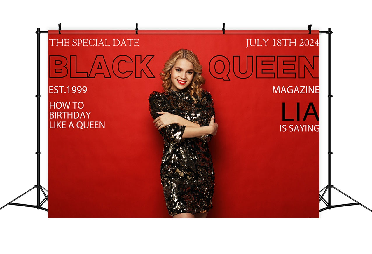 Personalized Birthday Backdrop Black Queen Fashion Red Backdrop UK RR12-19