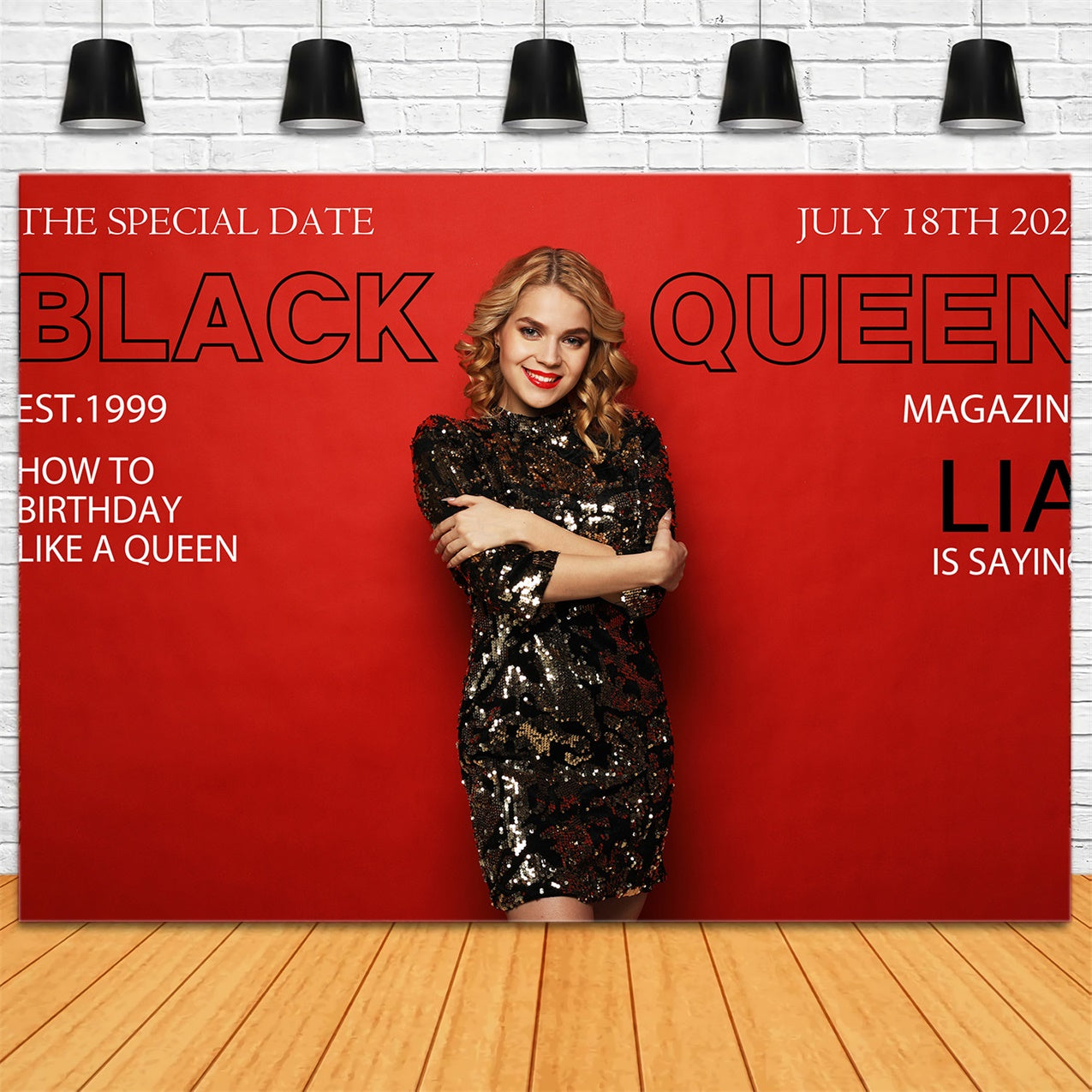 Personalized Birthday Backdrop Black Queen Fashion Red Backdrop UK RR12-19