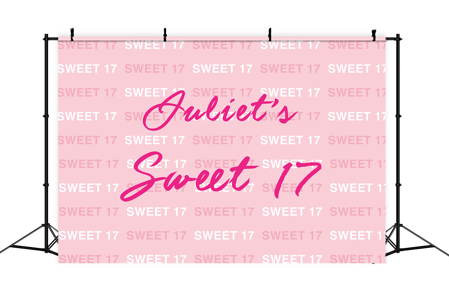 Custom Made Birthday Backdrops Sweet 17 Pattern Pink Backdrop UK RR12-23