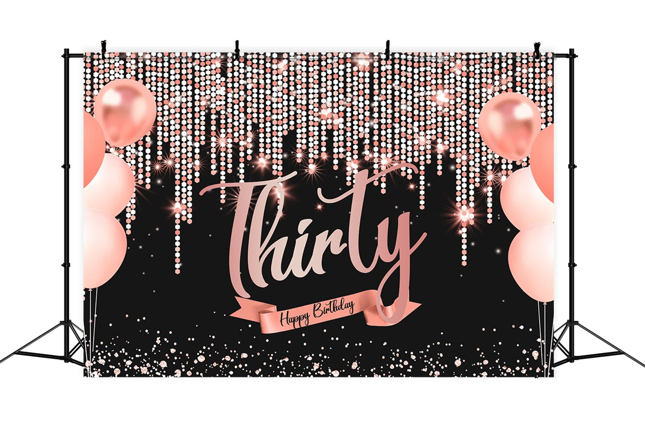 Customized Backdrop For Thirty Birthday Sparkling Balloons Backdrop UK RR12-3