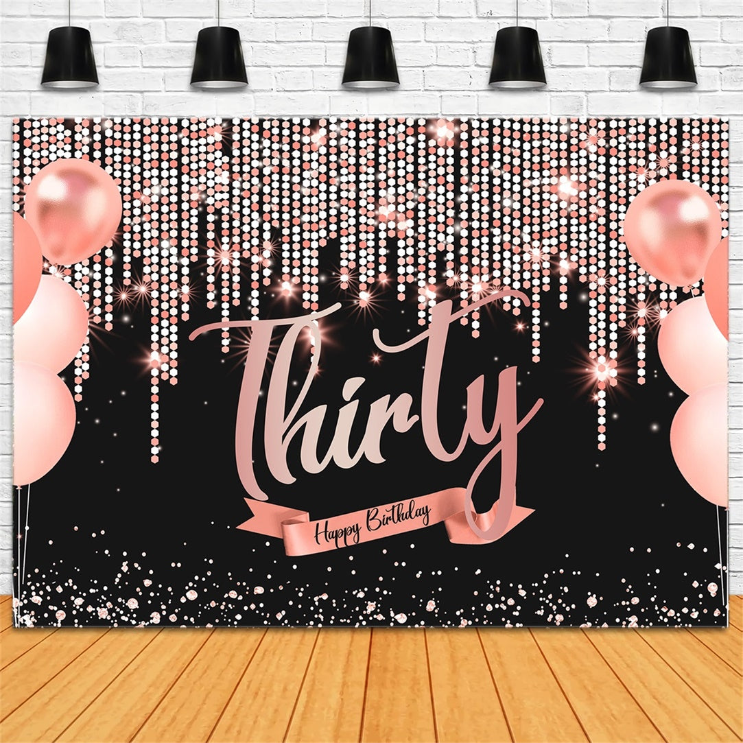 Customized Backdrop For Thirty Birthday Sparkling Balloons Backdrop UK RR12-3