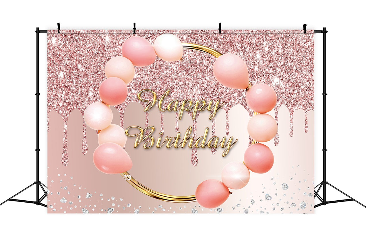 Personalized Birthday Backdrops Pink Balloon Luxe Glitter Backdrop UK RR12-4