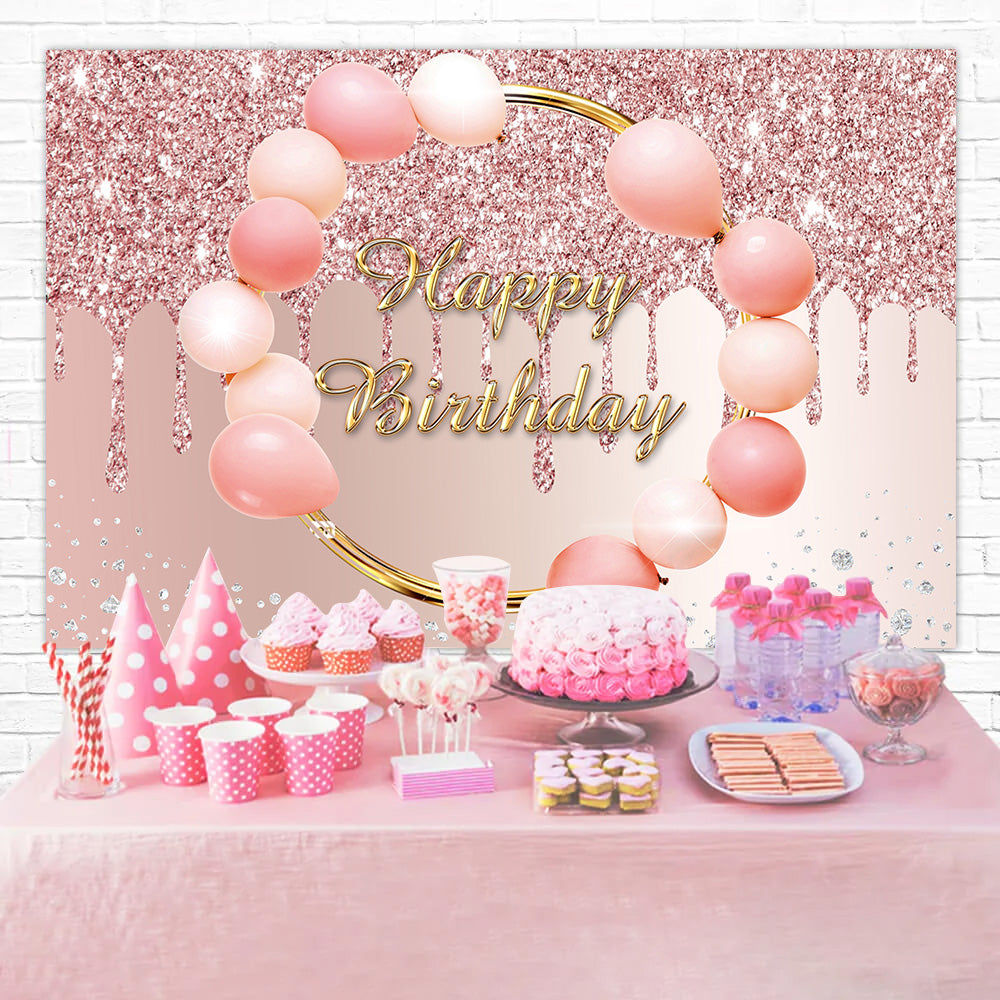 Personalized Birthday Backdrops Pink Balloon Luxe Glitter Backdrop UK RR12-4