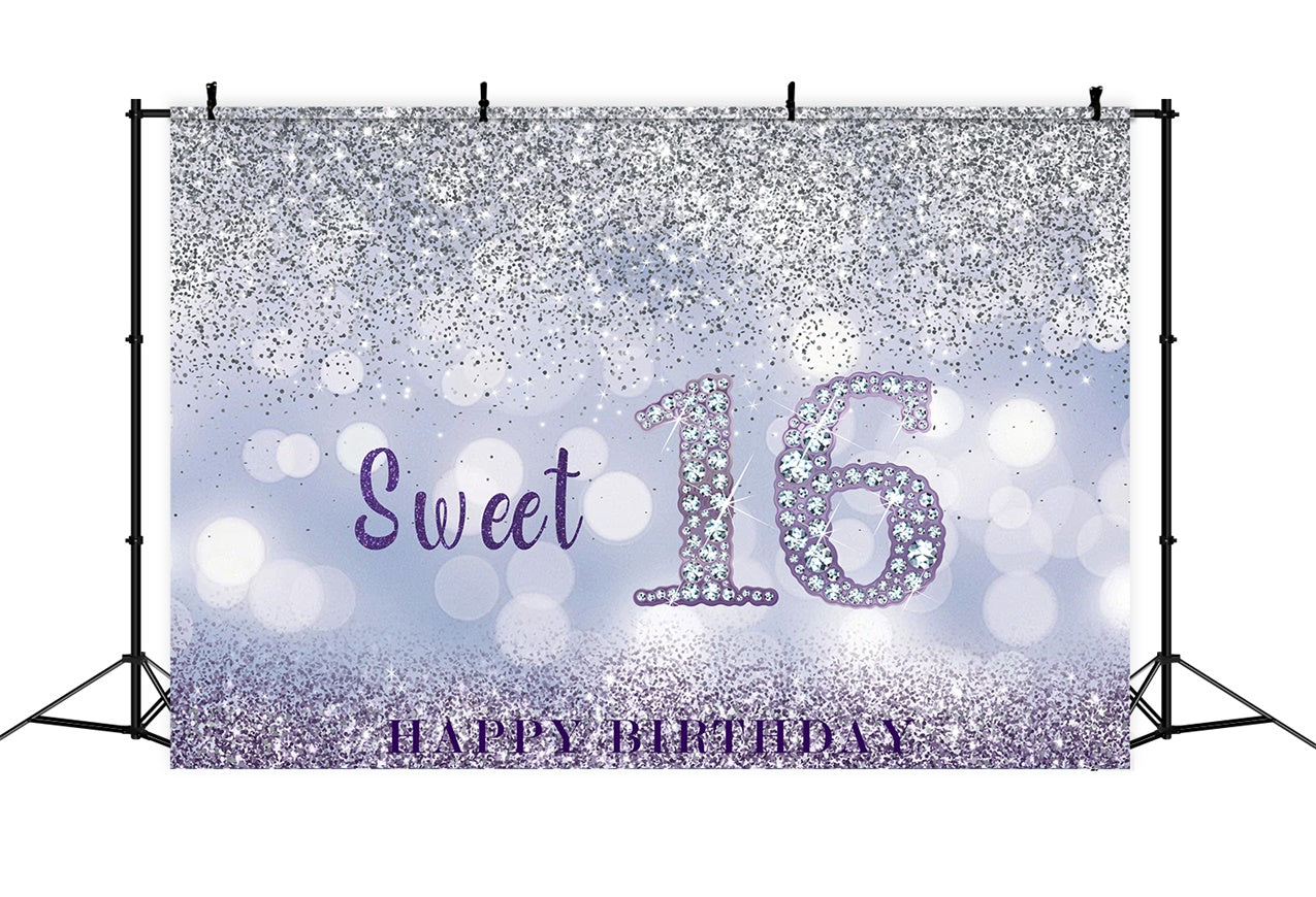 Personalized Birthday Backdrop Sweet 16 Sparkle Glitter Backdrop UK RR12-41