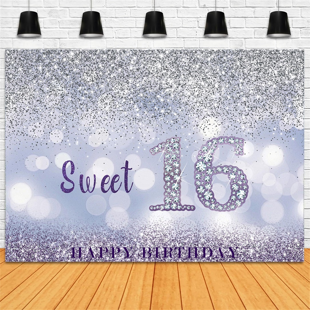 Personalized Birthday Backdrop Sweet 16 Sparkle Glitter Backdrop UK RR12-41