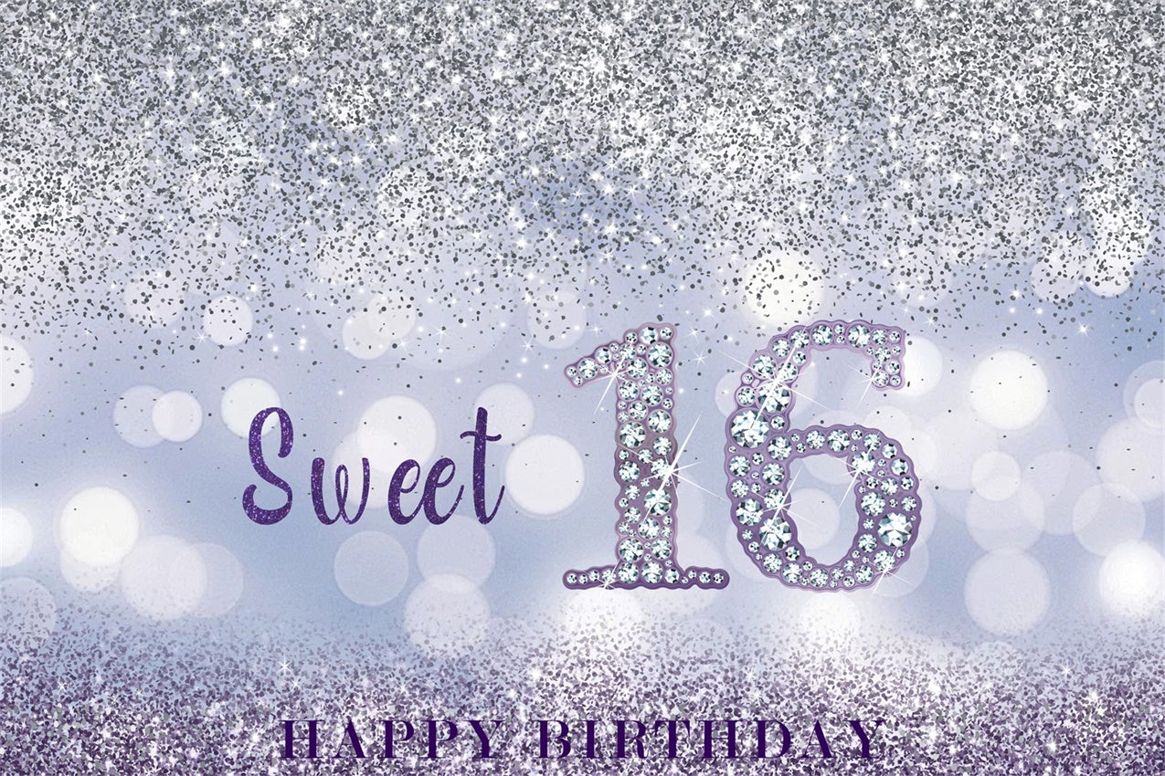 Personalized Birthday Backdrop Sweet 16 Sparkle Glitter Backdrop UK RR12-41