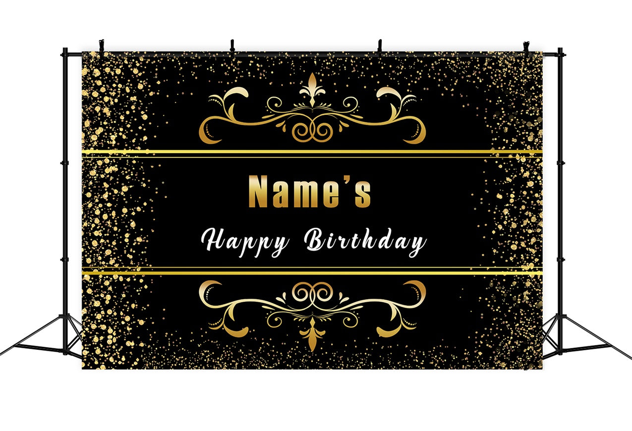 Personalized Birthday Backdrops Sophisticated Golden Sparkle Backdrop UK RR12-45