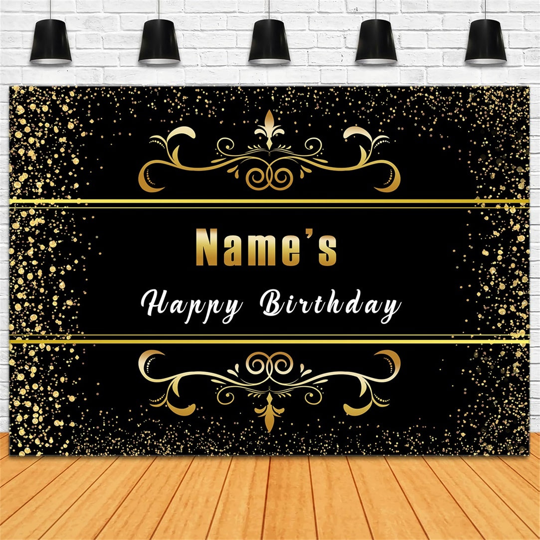 Personalized Birthday Backdrops Sophisticated Golden Sparkle Backdrop UK RR12-45