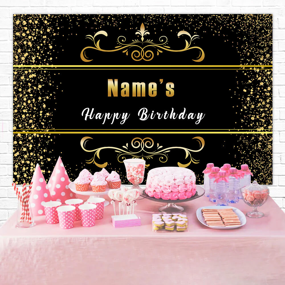 Personalized Birthday Backdrops Sophisticated Golden Sparkle Backdrop UK RR12-45