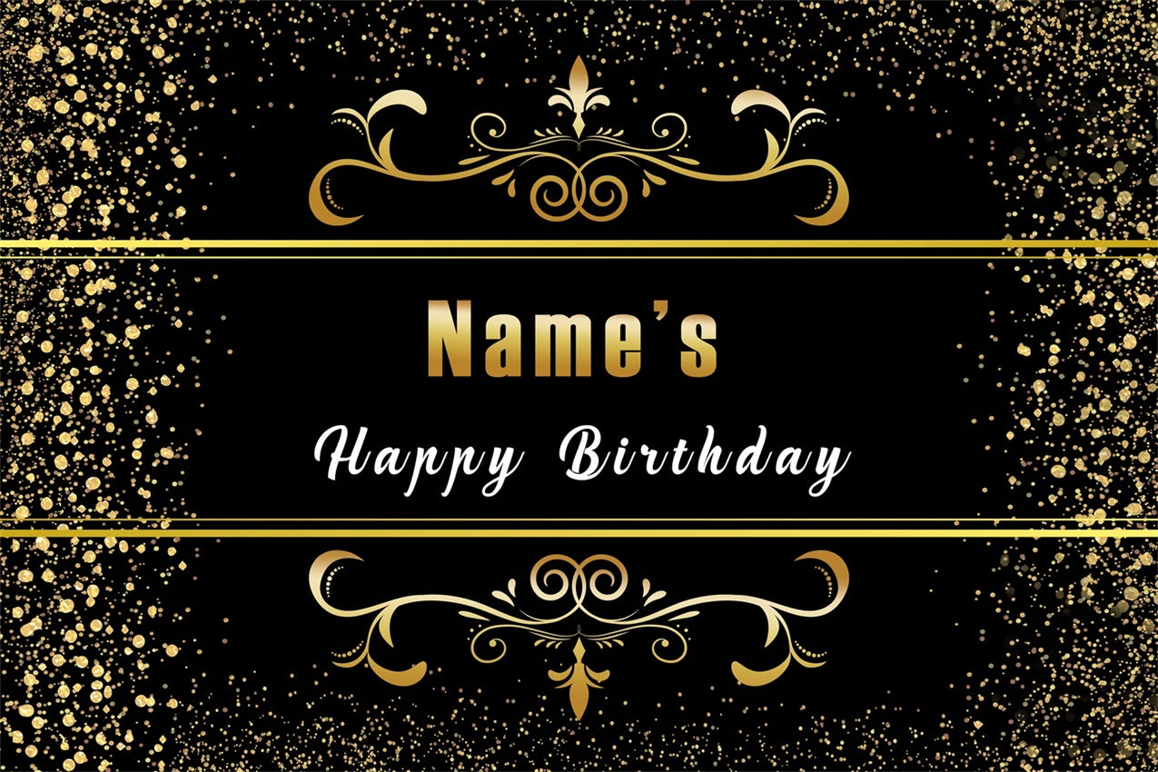 Personalized Birthday Backdrops Sophisticated Golden Sparkle Backdrop UK RR12-45