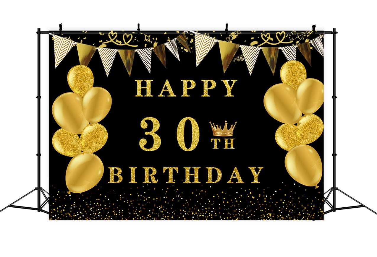 Custom Birthday Backdrops Luxury Golden Glitter Balloons Backdrop UK RR12-46