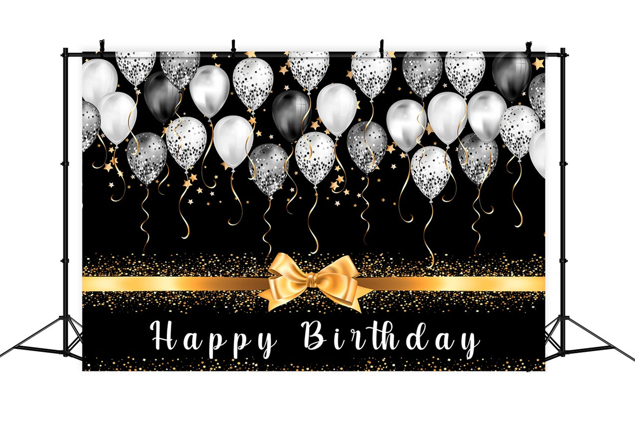 Personalized Birthday Backdrop Black Gold Balloon Glitter Backdrop UK RR12-56