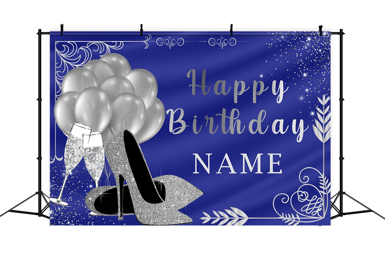 Personalized Backdrops For Birthday Balloons Blue Sparkle Backdrop UK RR12-59