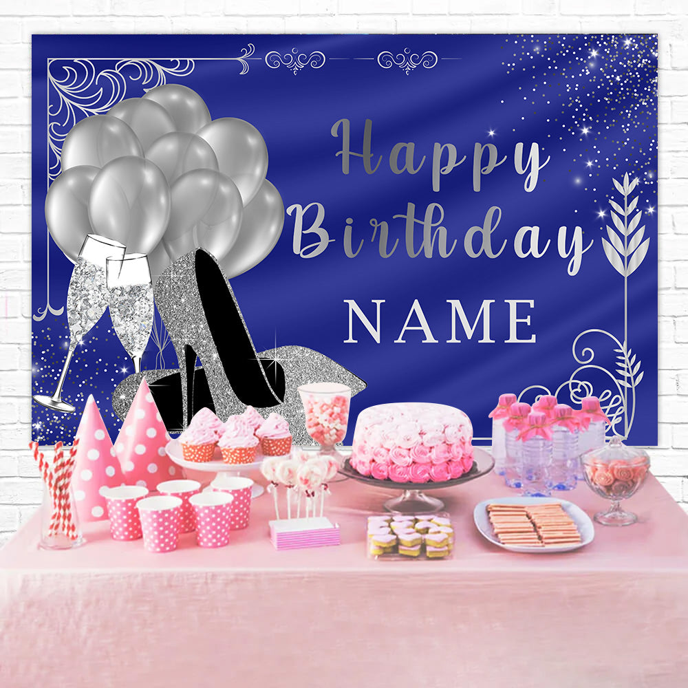 Personalized Backdrops For Birthday Balloons Blue Sparkle Backdrop UK RR12-59