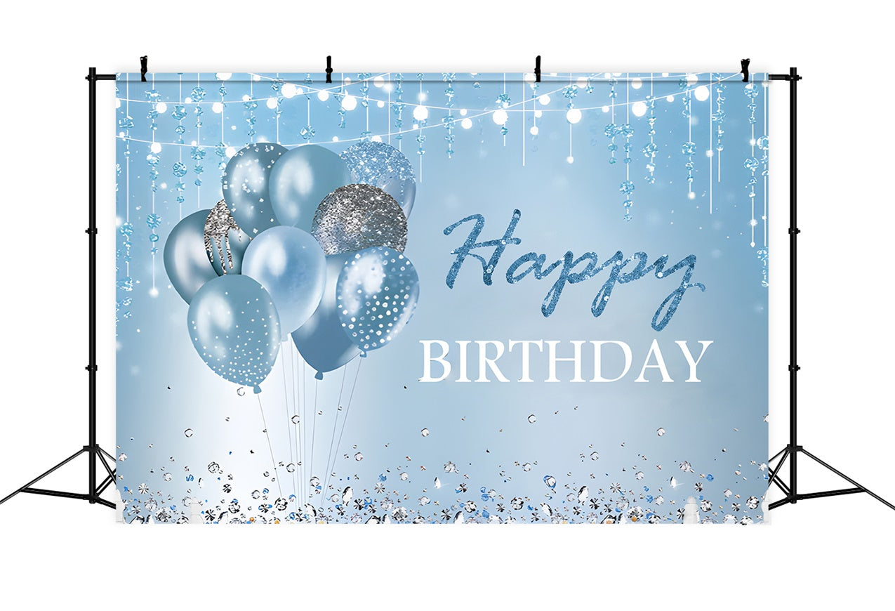 Personalized Birthday Backdrops Blue Sparkle Balloon Backdrop UK RR12-6