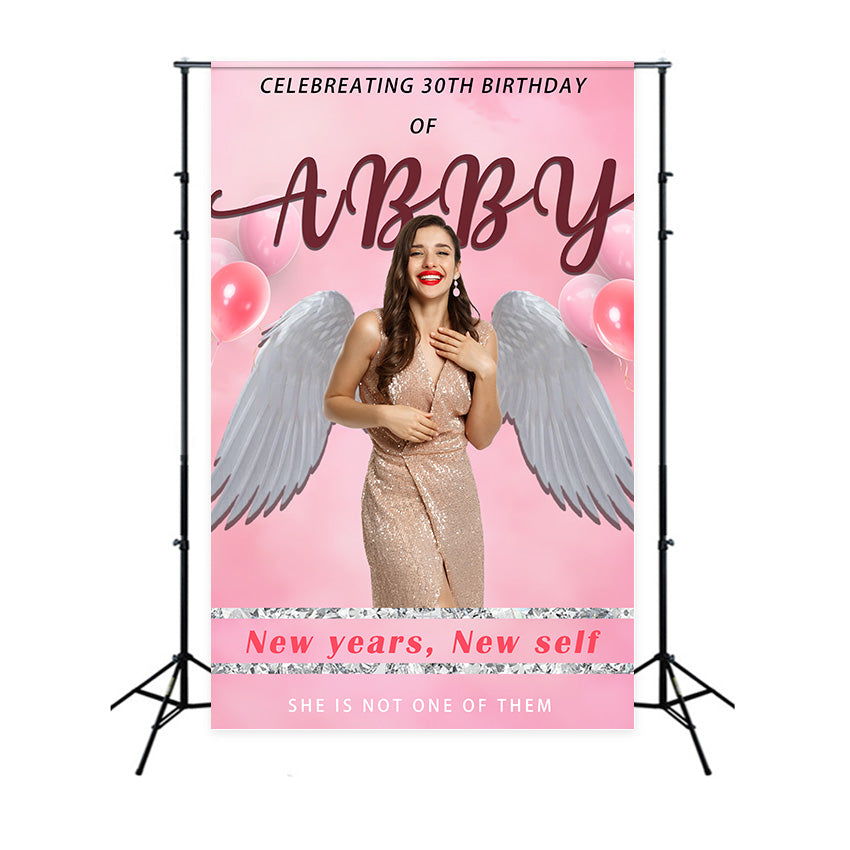 30th Birthday Backdrop Pink Angel Wings Celebration Backdrop UK RR12-64