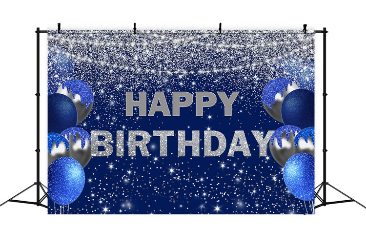 Birthday Backdrops Custom Sapphire Elegance Balloon Glitter Backdrop UK RR12-7