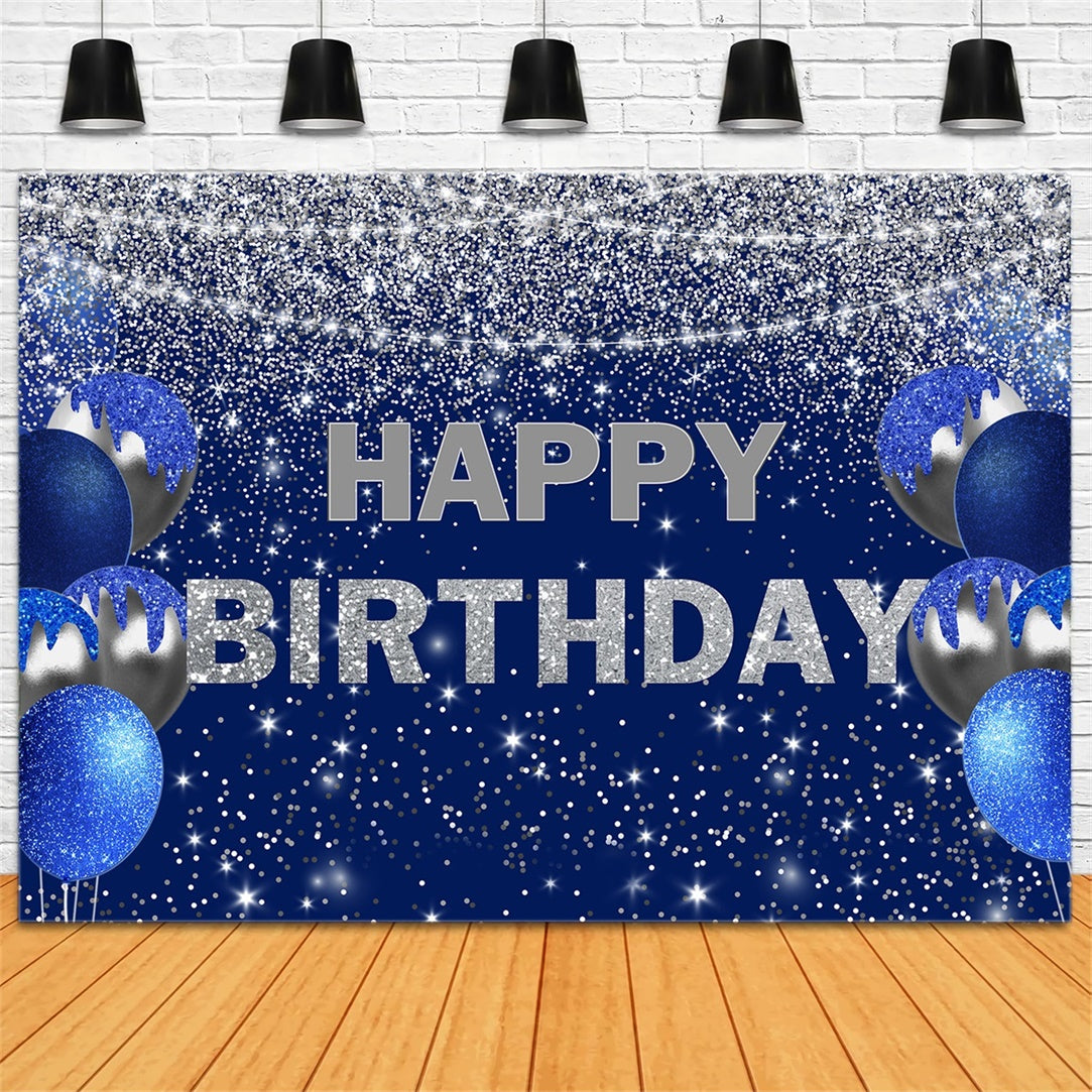 Birthday Backdrops Custom Sapphire Elegance Balloon Glitter Backdrop UK RR12-7