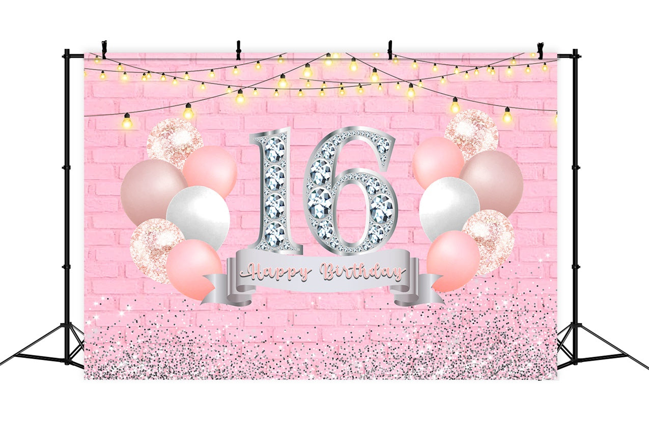 Personalized Birthday Backdrop Elegant Sparkling Sweet 16 Backdrop UK RR12-72