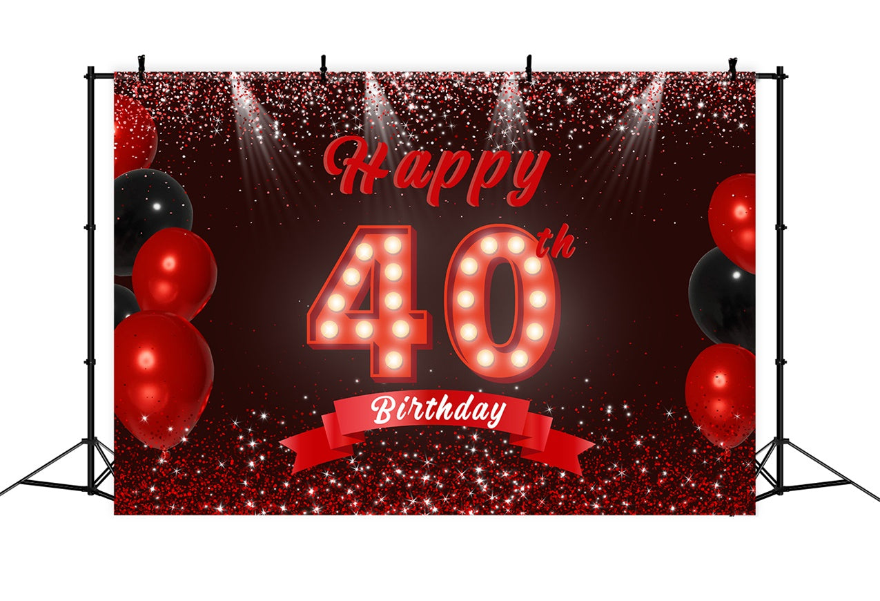 Personalized 40th Birthday Backdrop Stylish Red Glitter Backdrop UK RR12-78