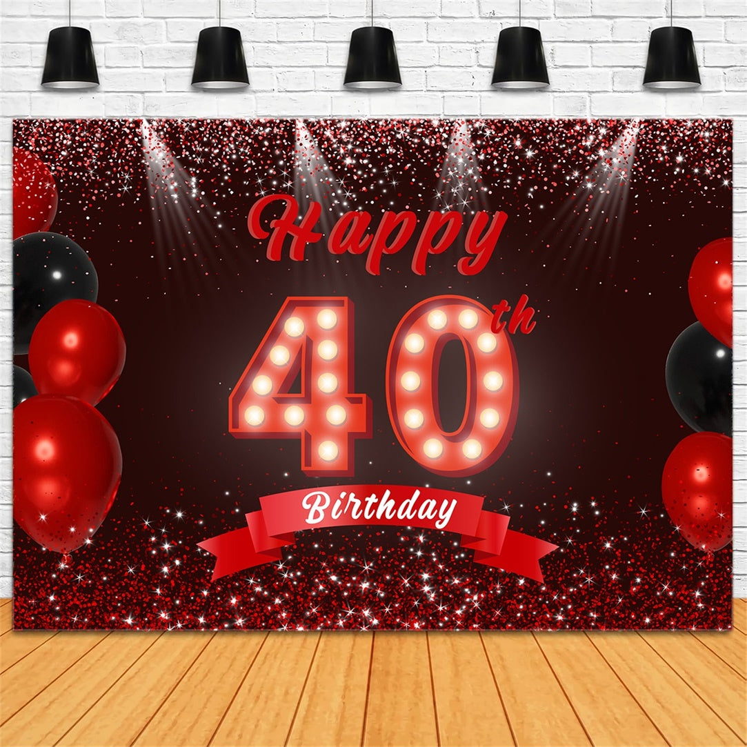 Personalized 40th Birthday Backdrop Stylish Red Glitter Backdrop UK RR12-78