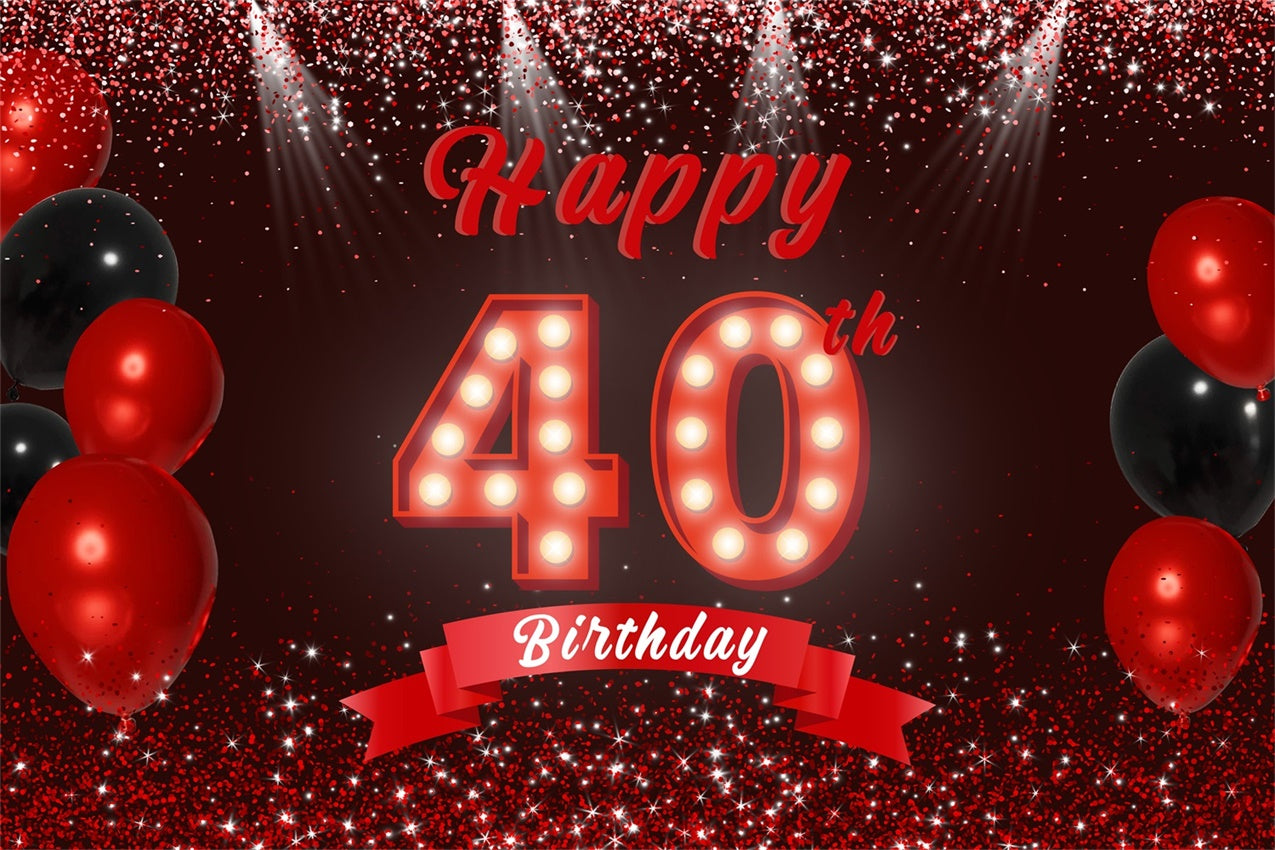 Personalized 40th Birthday Backdrop Stylish Red Glitter Backdrop UK RR12-78